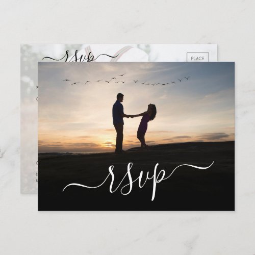 2 Photo Wedding RSVP Meal Choice Song Request Invitation Postcard
