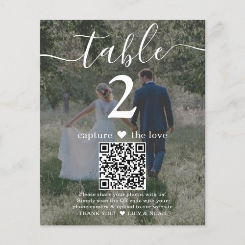 2 Photo Wedding Website QR Code White Table Number