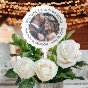 2 Photo Welcome to Our Wedding Black and White Balloon