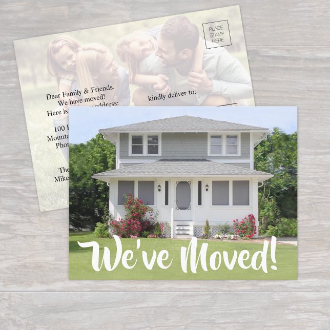 2 Photo We've Moved Script New Change of Address Announcement Postcard (Creator Uploaded)