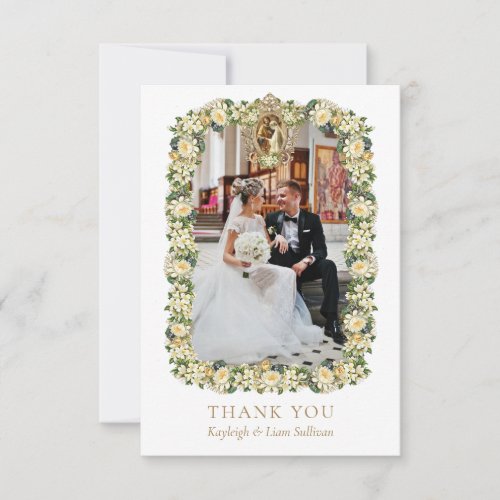 2_photo White Floral Catholic Wedding Thank You Card