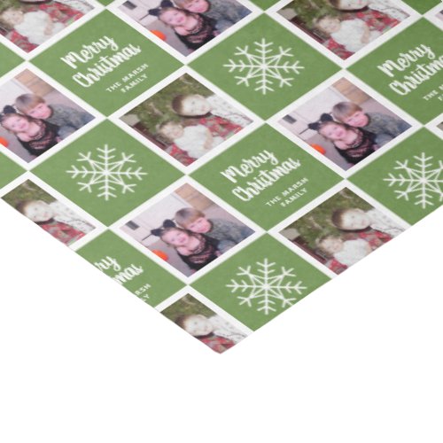 2 Photo with Green _ Merry Christmas Snowflakes Tissue Paper