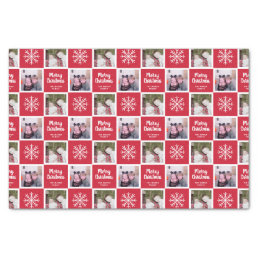 2 Photo with Red - Merry Christmas Snowflakes Tissue Paper