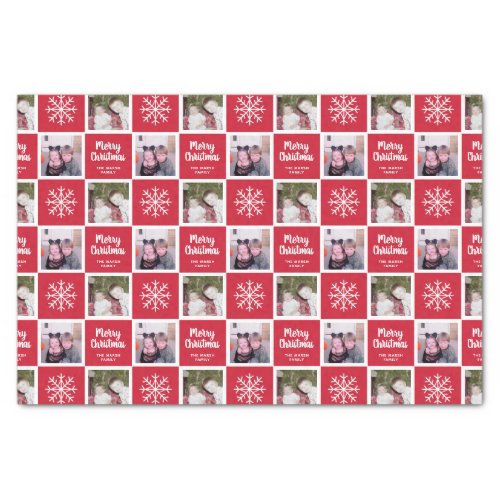 2 Photo with Red _ Merry Christmas Snowflakes Tissue Paper