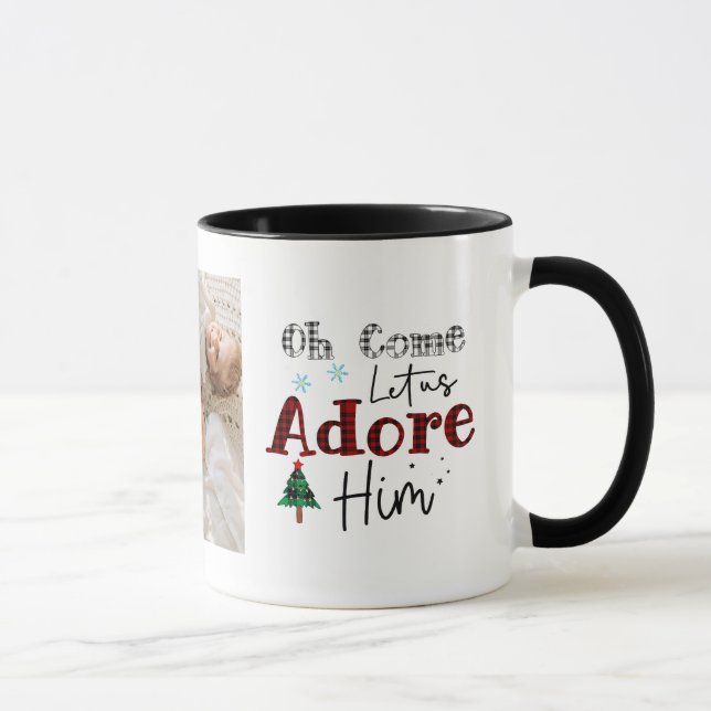 2 Photograph Christmas Carol Come Let us Adore Him Mug (Right)