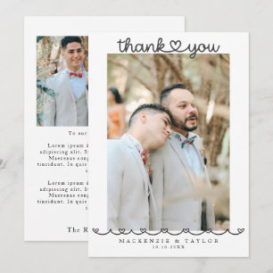 2 Photographs Personalized Gay Wedding Message Thank You Card