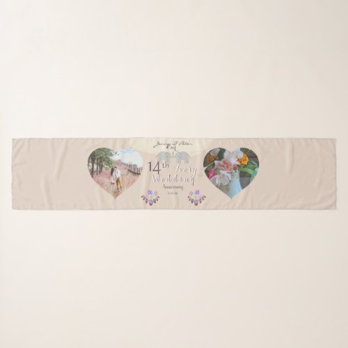 2 Photos14th Wedding Anniversary Ivory   Scarf