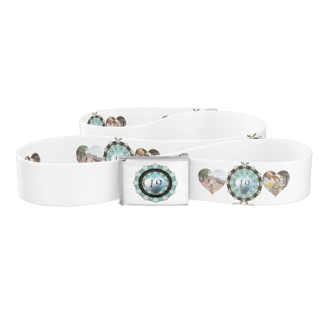 2 Photos 19th Wedding Anniversary Acquamarine Belt (Zig-Zag)