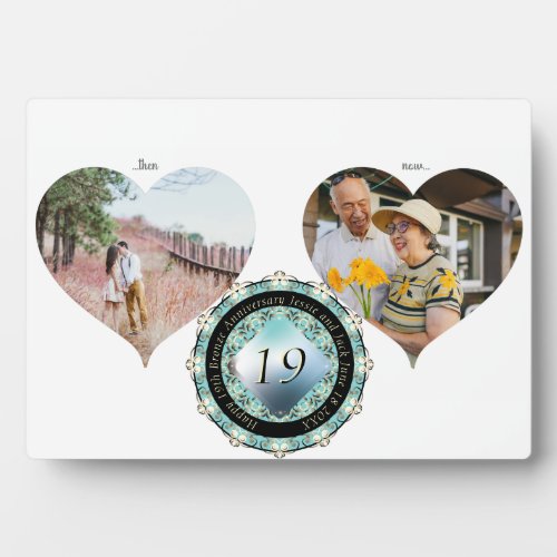 2 Photos 19th Wedding Anniversary Acquamarine Plaque