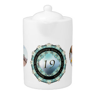 2 Photos 19th Wedding Anniversary  Teapot