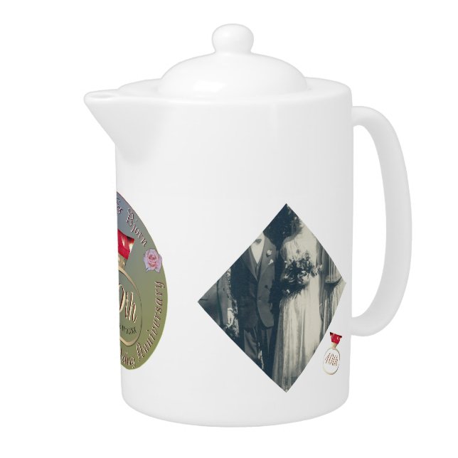 2 Photos 40th,15th Ruby Wedding Anniversary  Teapot (Right)