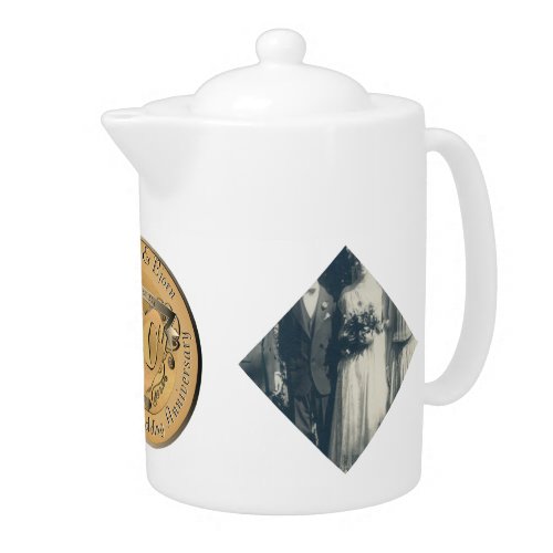 2 Photos 50th Wedding Anniversary Porcelain Teapot