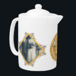 2 Photos 50th Wedding Anniversary Porcelain Teapot<br><div class="desc">Looking for that unique,  original graphics,  50th wedding anniversary designed porcelain teapot for them? Then this might be it;  a golden heart medallion image on this stunningly printed teapot! They'll enjoy having it all year round as well :)</div>