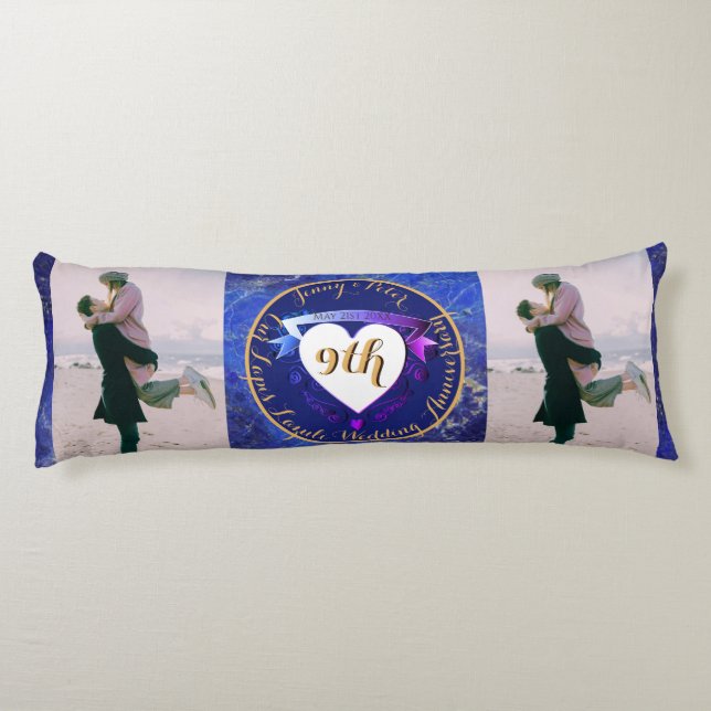 2 Photos 9th Wedding Anniversary Lapis Lazuli  Body Pillow (Back)