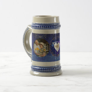 2 Photos 9th Wedding Anniversary Round Lapis Frame Beer Stein