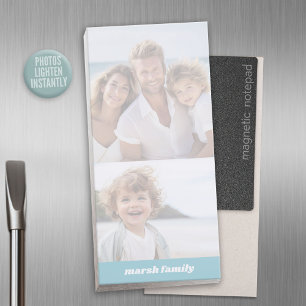 2 Photos Automatically Lightens Up with Name Magnetic Notepad