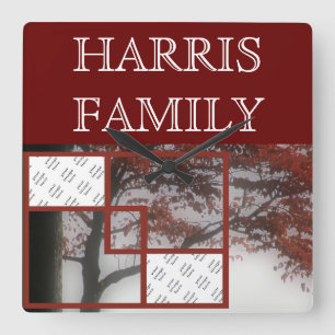 2 Photos Autumn Red Tree Personalized Wall Clock