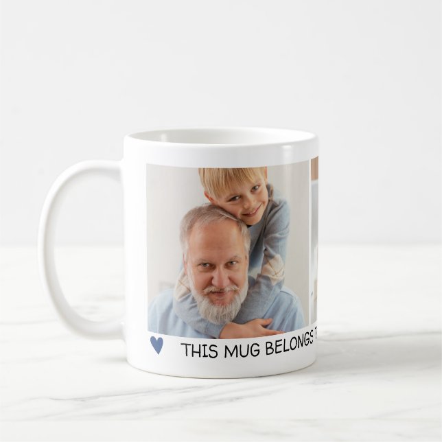 2 Photos Blue Hearts Best Grandpa Ever Coffee Mug (Left)