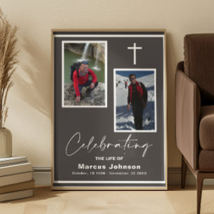 2 Photos Celebrating the life Gray Funeral Poster