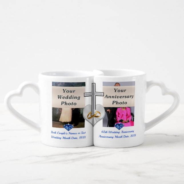 2 Photos Christian 65th Anniversary Gift Ideas Coffee Mug Set (Front Nesting)