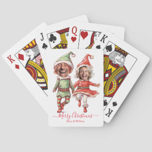 2 Photos Christmas elves  Poker Cards