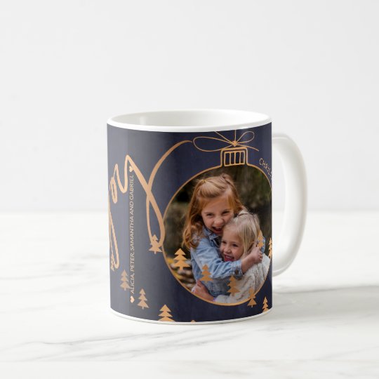 2 Photos Christmas Tree Decorations Joy Navy Coffee Mug Zazzle Com