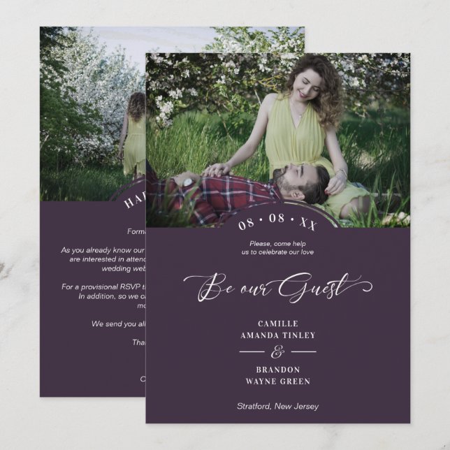 2 Photos Collage Minimalist Be our Guest Save The Date (Front/Back)