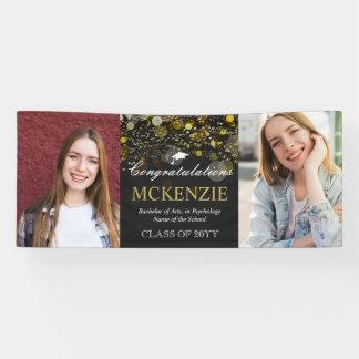 2 Photos Congratulations Golden Bokeh Graduation Banner