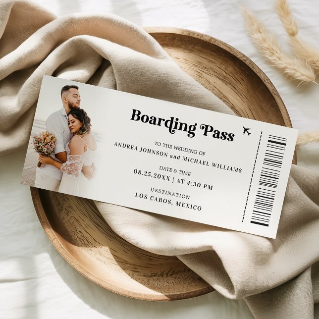 2 Photos Destination Ticket Boarding Pass Wedding Invitation (Creator Uploaded)