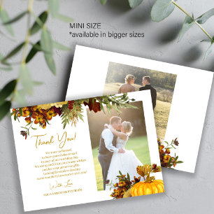 2 photos fall botanical wedding thank you note card