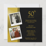 2 Photos Golden 50th Wedding Anniversary Party Invitation at Zazzle