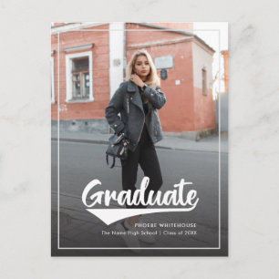 2 Photos Graduation 2025 Script Grad Announcement Postcard