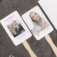 2 Photos Graduation Rose Gold Script Grad