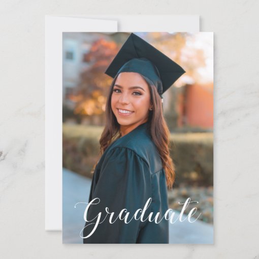 2 Photos Graduation simple elegant Script Invitat Invitation | Zazzle