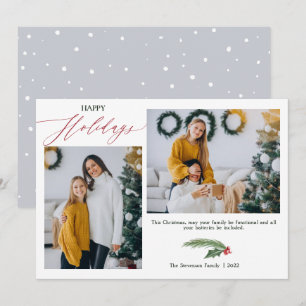 2 photos gray green watercolor Happy Holiday Card