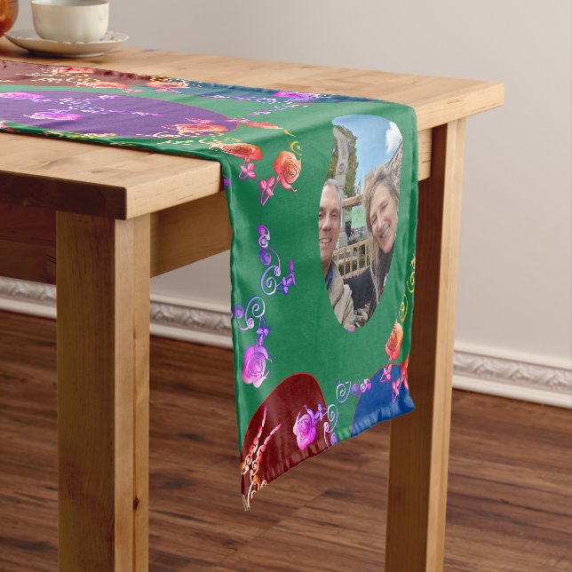 2 Photos"Have a Happy Easter" Egg  Short Table Runner (In Situ)