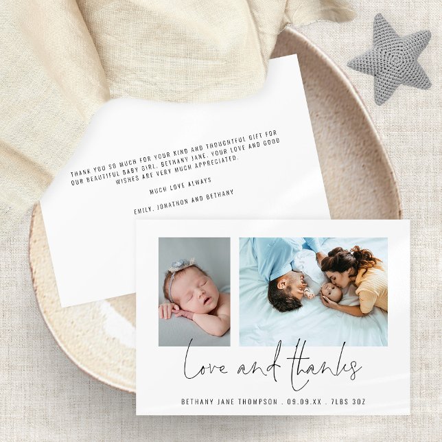 2 Photos Introducing Script Love Thanks Birth Announcement (Creator Uploaded)