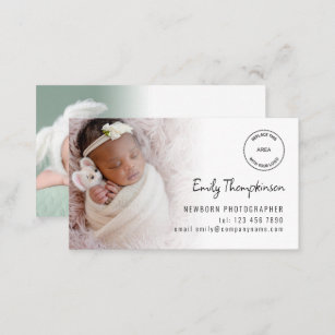 2 Photos Logo QR Code Baby Photographer Business Card