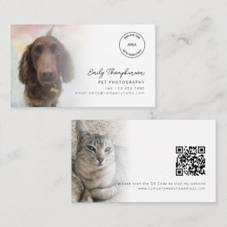2 Photos Logo QR Code Pet Photographer Business Card