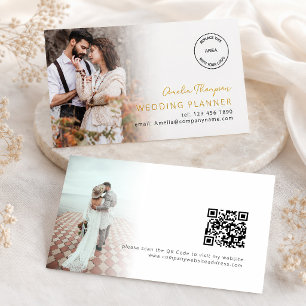 2 Photos Logo QR Code Wedding Planner Foil Business Cards