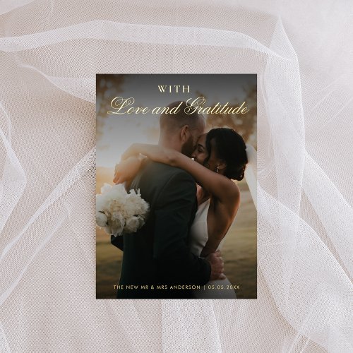 2 Photos Love and Gratitude Wedding Thank You Foil Invitation