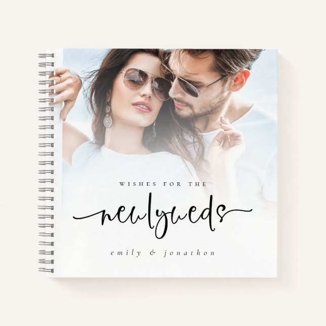 2 Photos Overlay Wishes for Newlyweds Guest Book (Front)