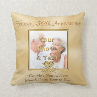 2 Photos Personalized 50th Anniversary Gifts Throw Pillow