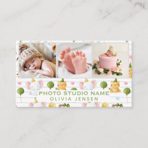2 Photos QR Code Newborn Baby Photographer Business Card