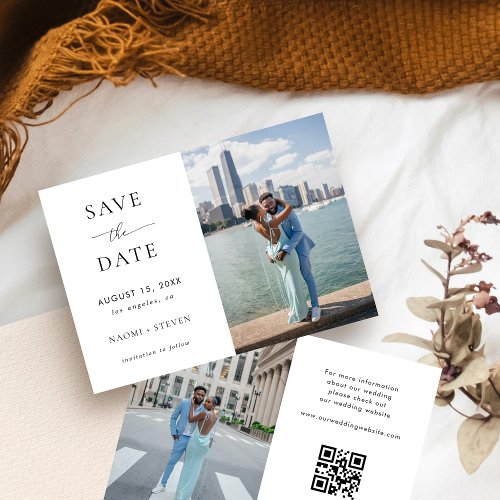 2 Photos  Qr Code Wedding Website Modern Elegant Save The Date