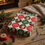 2 Photos Red And Green Stars Modern Christmas  Wrapping Paper<br><div class="desc">Print the child's name on this red wrapping paper to add a festive touch to any Christmas gift you give.</div>