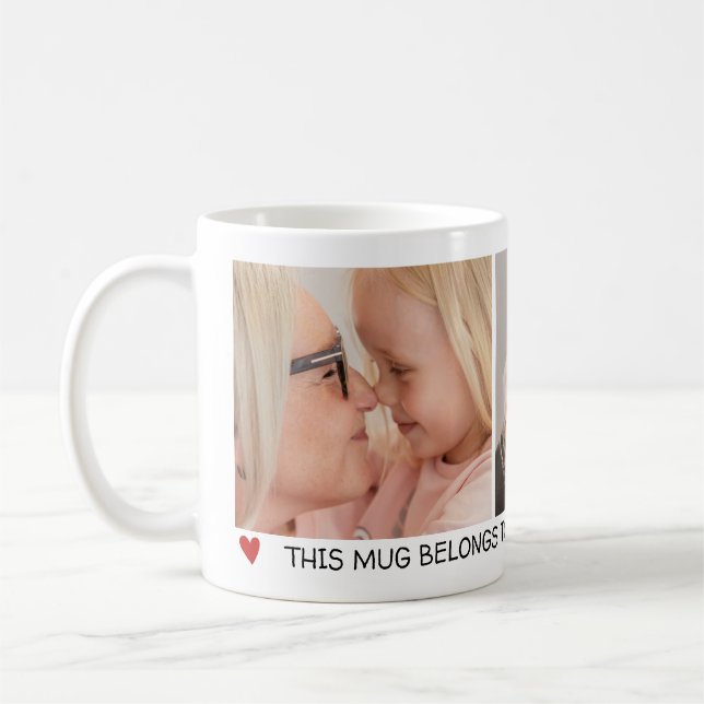2 Photos Red Hearts Best Grandma Ever Coffee Mug (Left)