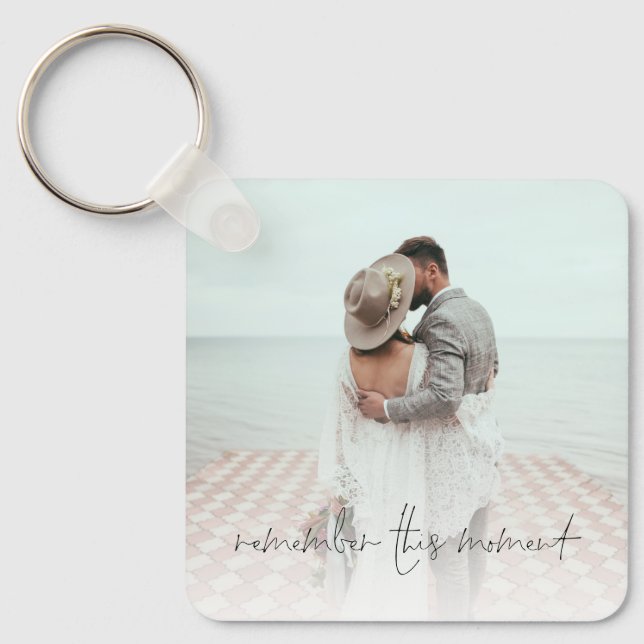 2 Photos Remember This Moment Newlywed Keepsake Ke Keychain (Front)