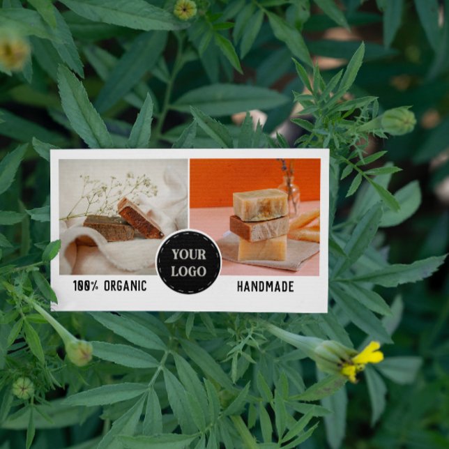 2 Photos Round Logo Small Crafting  Business Card (Creator Uploaded)