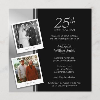 2 Photos Silver 25th Wedding Anniversary Party Invitation by superdazzle at Zazzle
